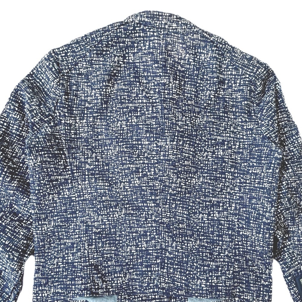 Gap Cotton Moto Style Jacket, Blue Print, Silver Hardware, Size Small - Picture 4 of 5